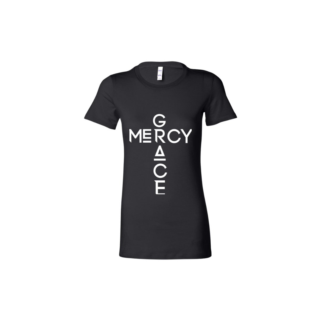 GRACE AND MERCY - WOMEN SLIM FIT BLACK TEE