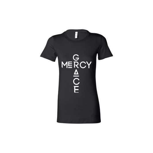 GRACE AND MERCY - WOMEN SLIM FIT BLACK  TEE