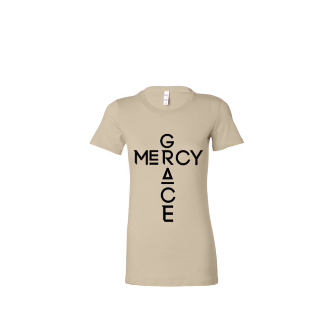 GRACE AND MERCY - WOMEN SLIM FIT SOFT CREAM TEE