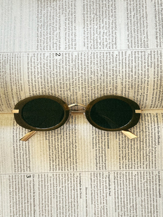 EHNS OVAL OLIVE GREEN SUNGLASSES