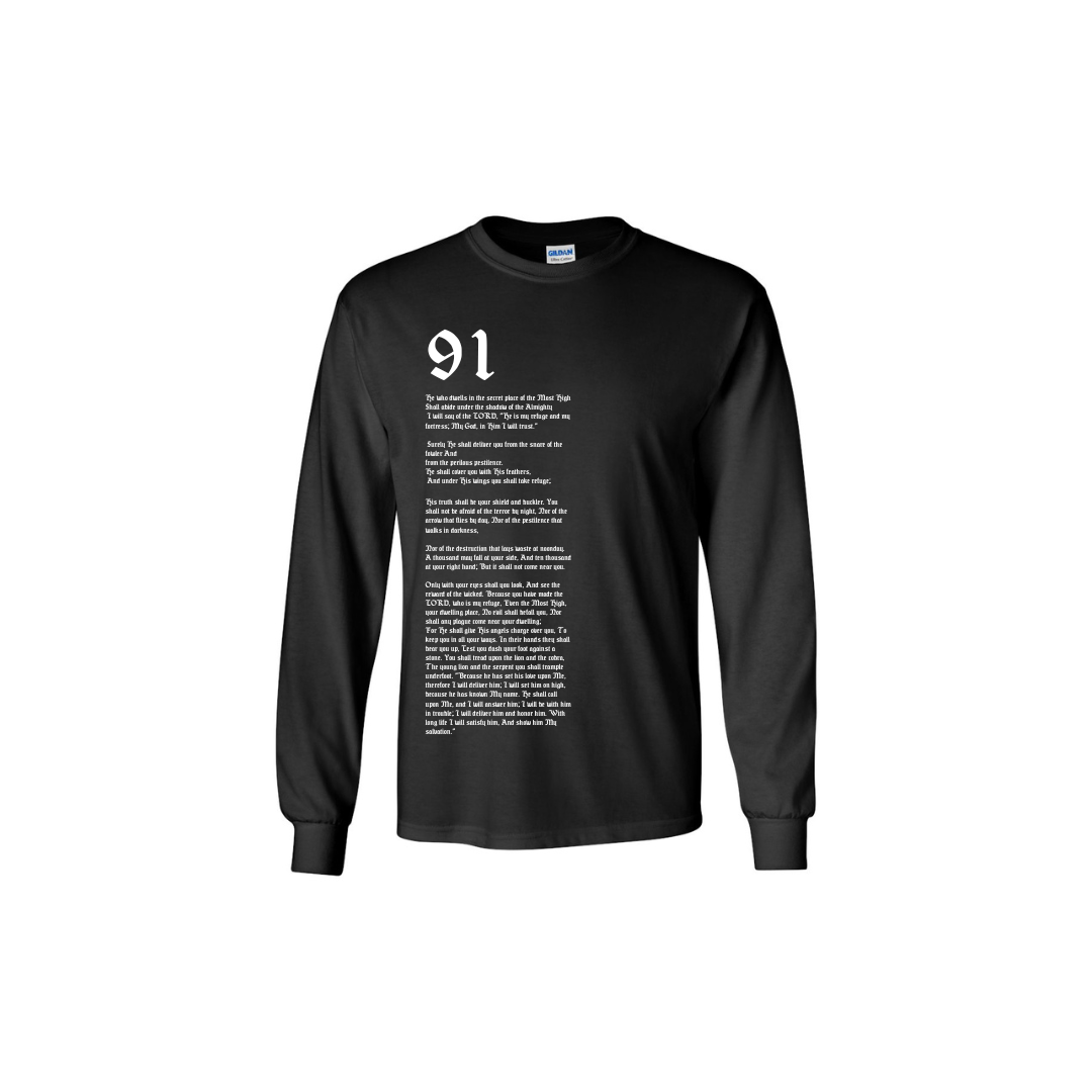 Psalm 91 LONG SLEEVE TEE- BLACK